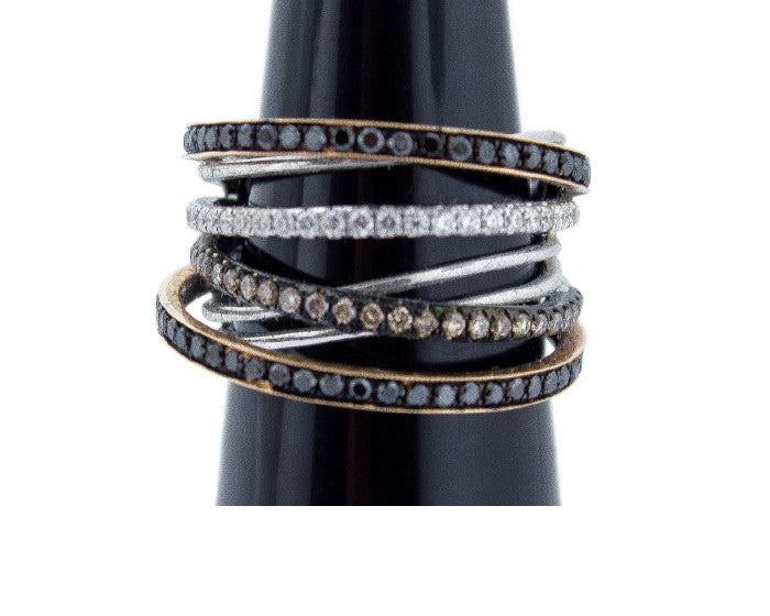 black diamond, black ring, swirl ring, swirl diamond ring, diamond row, diamond ring
