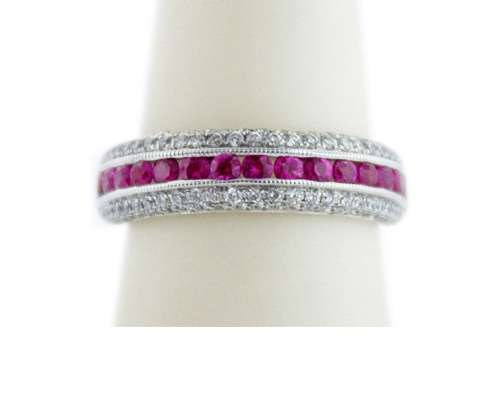 Pink Sapphire & Diamond Band