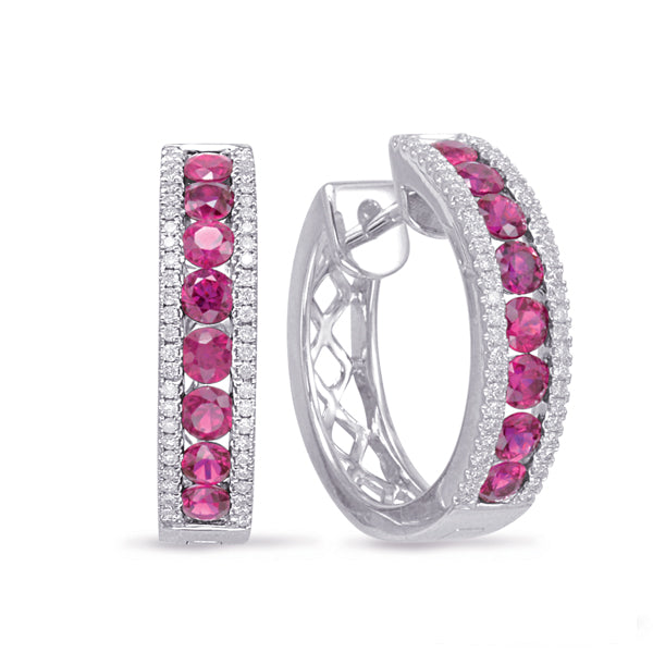 diamond hoops, rubies, ruby hoops, ruby earrings, birthstone earrings, ruby and diamond hoops, ruby and diamond jewelry