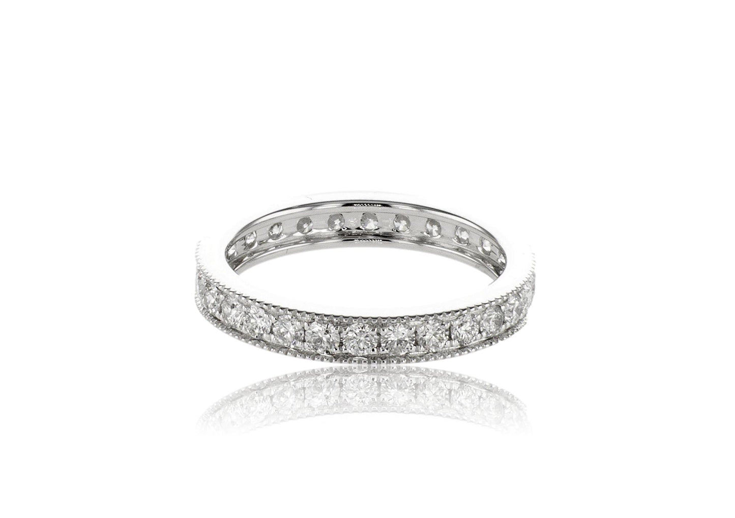 wedding band, diamond band, ladies band, milgrain diamond, milgrain wedding band