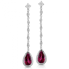 Rubellite & Diamond Dangle Earrings