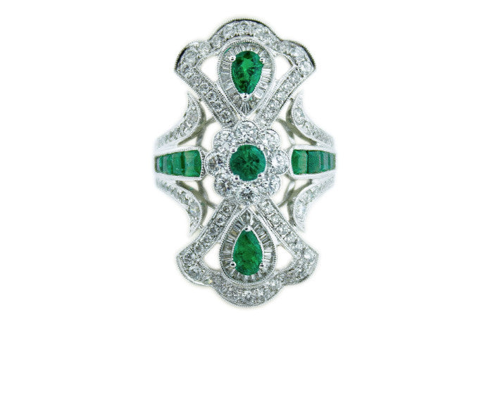 emerald, art deco, diamonds, emerald ring, art deco ring