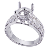 engagement setting, ring setting, diamond ring setting, engagement ring, baguettes, baguette diamonds, baguette ring