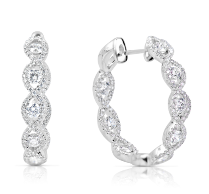 diamond hoops, diamond earrings, white gold earrings, gold hoops