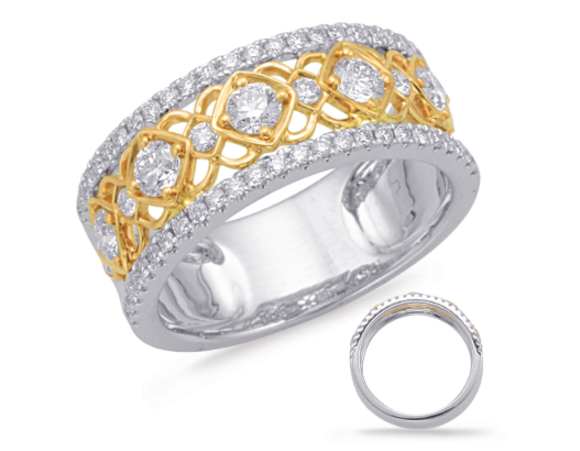two tone ring, two tone diamond band, milgrain band, diamond ring, ladies ring