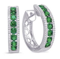diamond hoops, emerald, emerald hoops, emerald earrings, birthstone earrings, emerald, emerald and diamond hoops, emerald and diamond jewelry