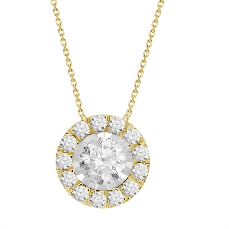 Round Diamond Halo Necklace