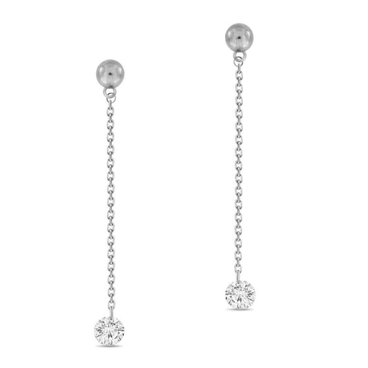 drilled diamond, laser diamond, dangling diamond, drilled diamond earrings, diamond chain earrings, diamond drop earrings, trendy earrings, trendy diamond earrings