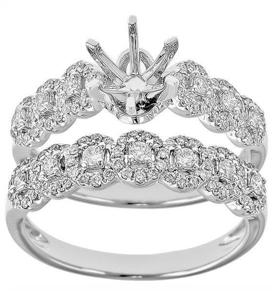 platinum, white gold, diamonds, ring, semi-mount, engagement ring, wedding ring set