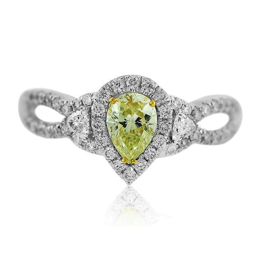 Yellow Diamond Pear Ring